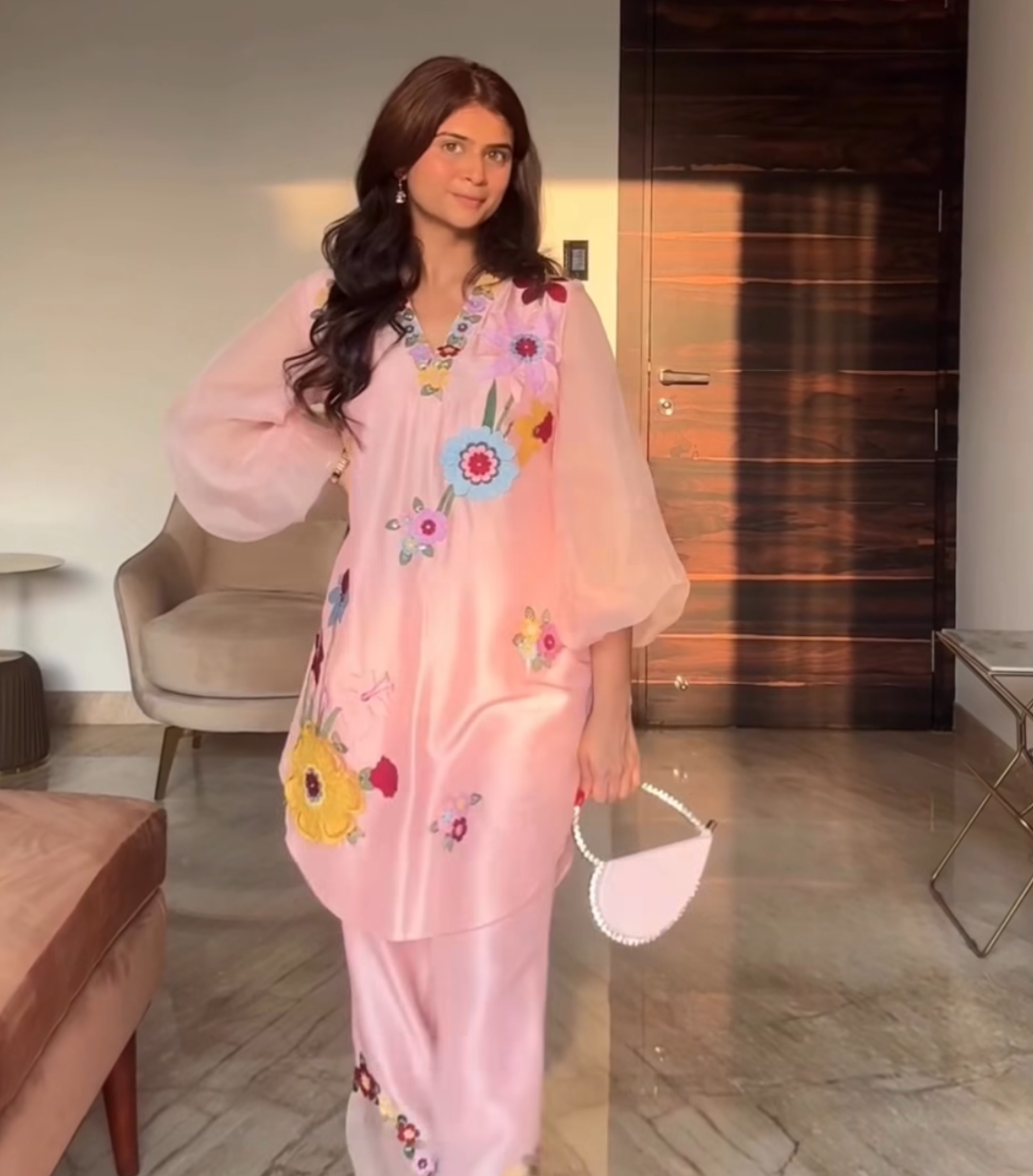 MAHIMA GAVA - BADABAGH POWDER PINK BIZARRE TUNIC SET