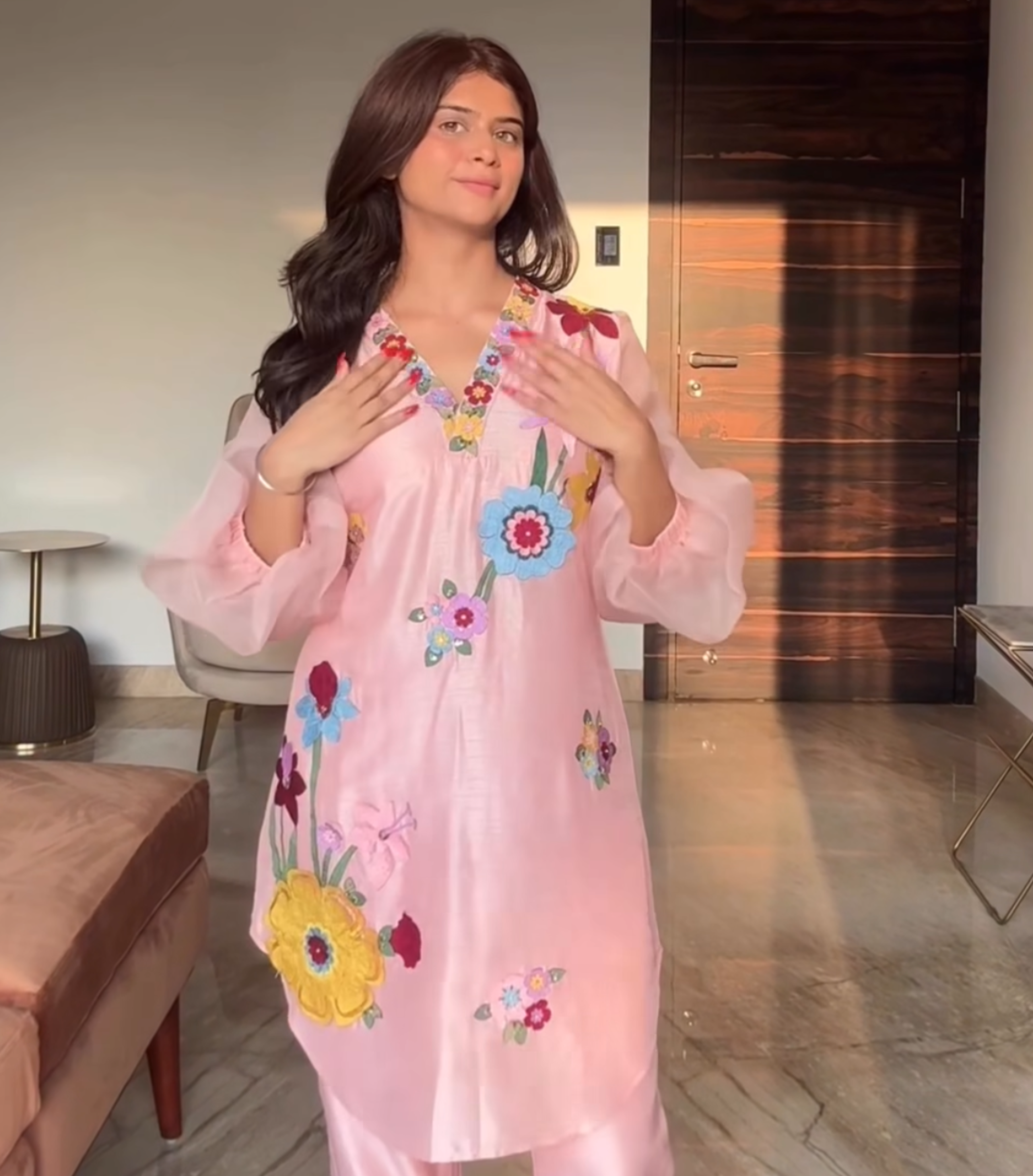 MAHIMA GAVA - BADABAGH POWDER PINK BIZARRE TUNIC SET