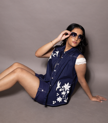 SLEEVELESS IVORY BIRD SHORTS SET