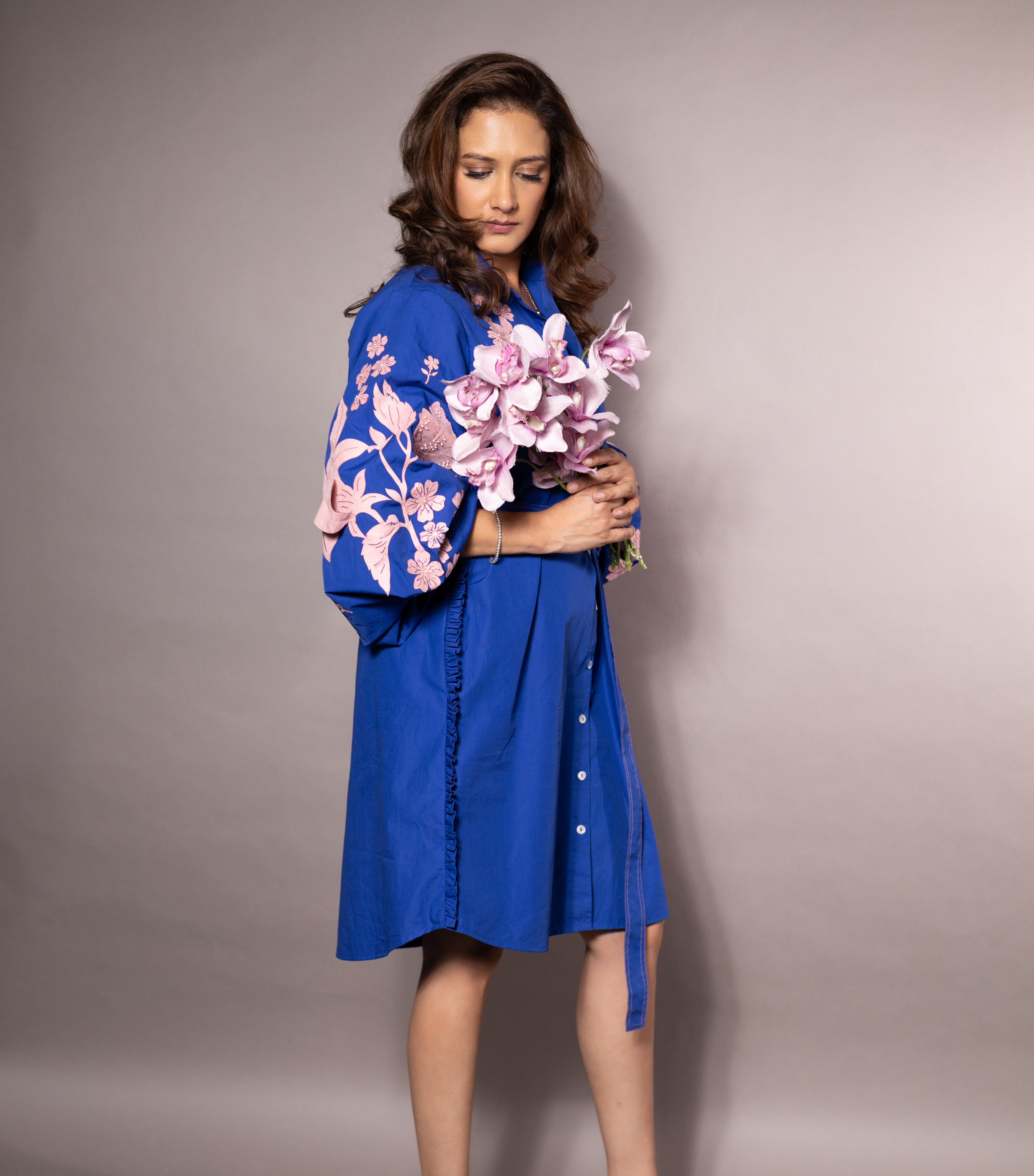 HIBISCUS PINK SUEDE SIDE FRILL DRESS