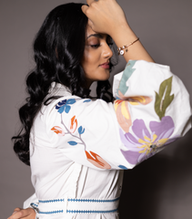 BIG FLOWER SIDE FRILL DRESS