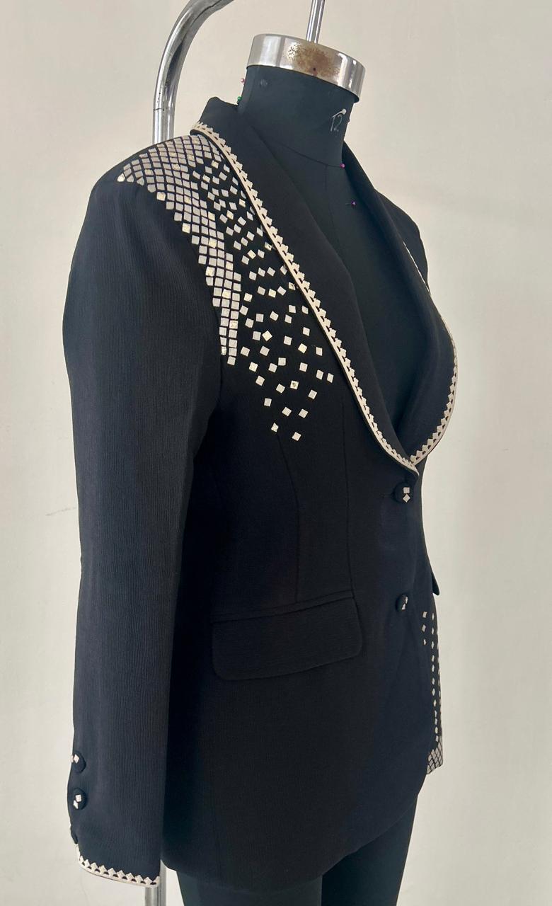 TEXTURED FORMAL JACKET WITH SEQUIN PIXEL