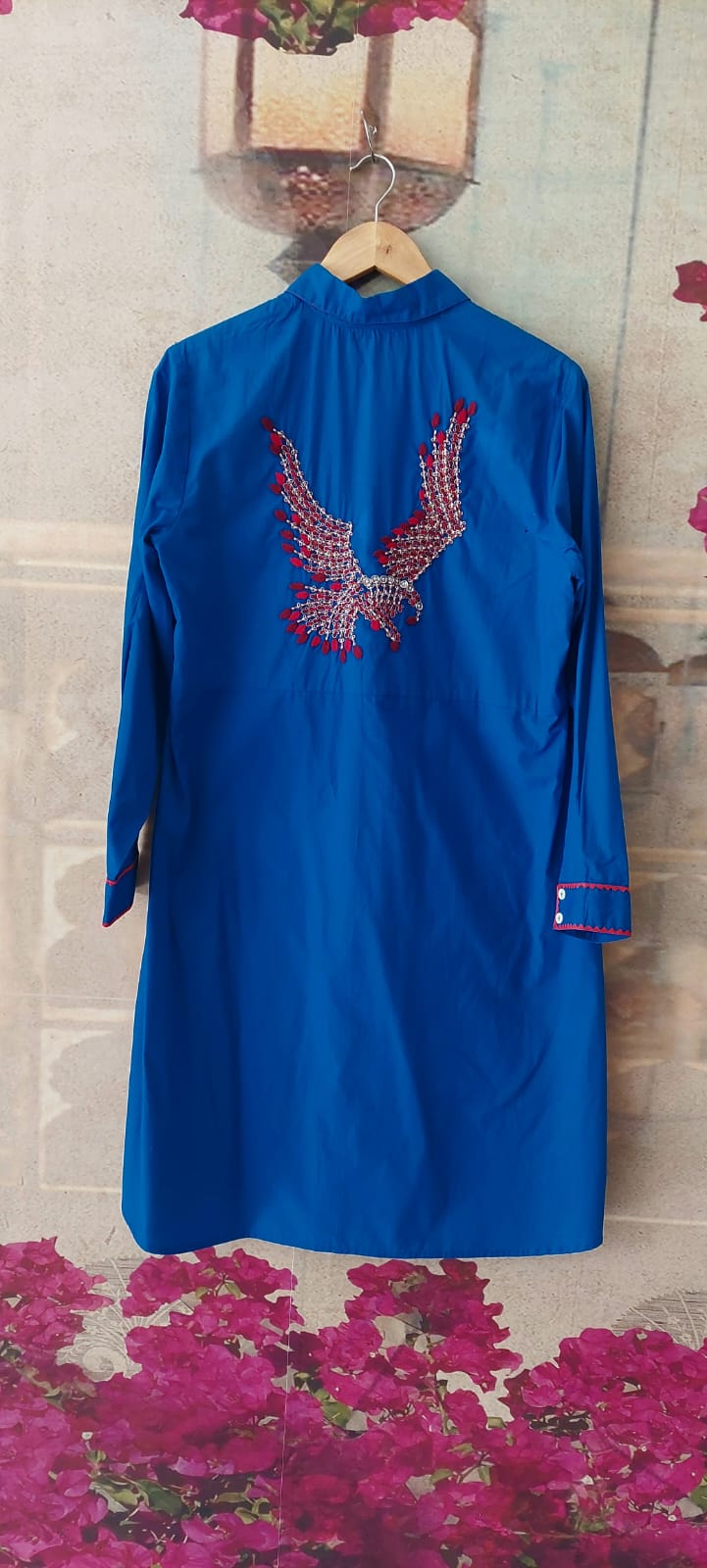 HOOK EYE BIRD EMBROIDERY DRESS