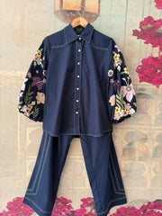 NAVY BOTANICAL SMALL FLOWER CO-ORD SET