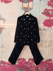 STONE WORK BLACK VELVET CO-ORD SET