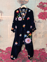 BADABAGH NAVY VELVET KURTA SET