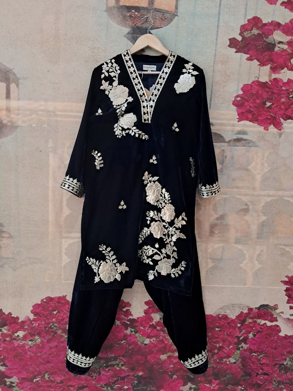 ROSE GOLD NAVY VELVET COORD SET