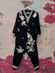 ROSE GOLD NAVY VELVET COORD SET